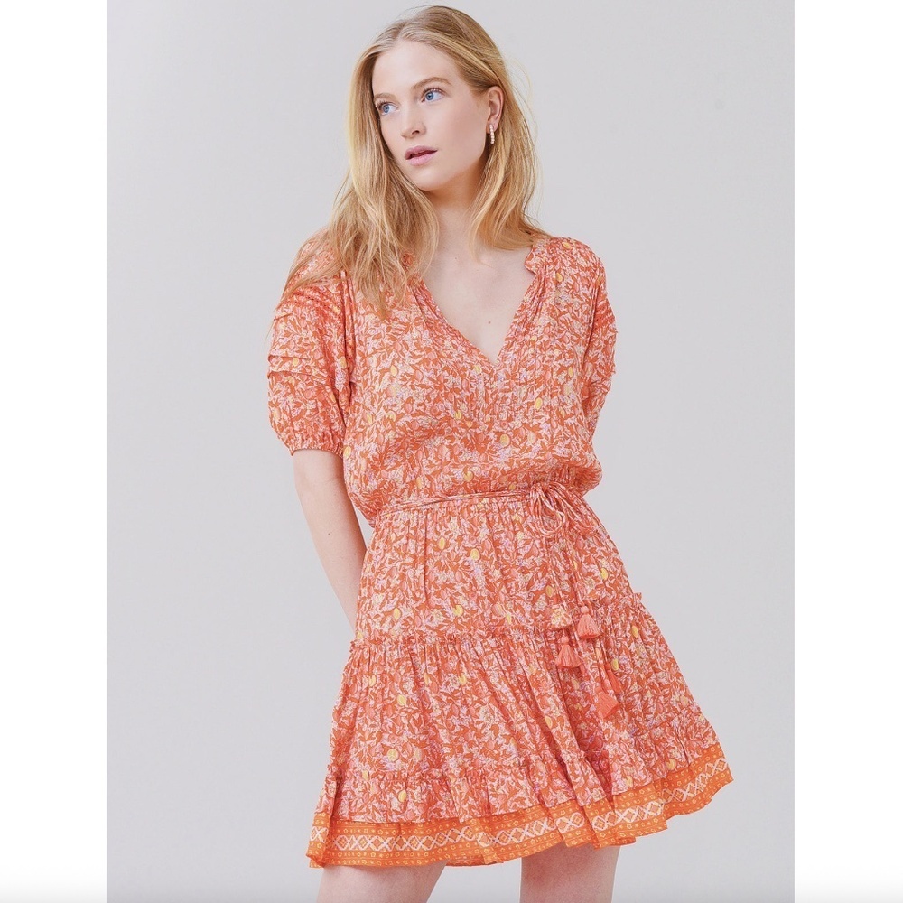 Poupette St Barth Bona Lemon Print Mini Dress
